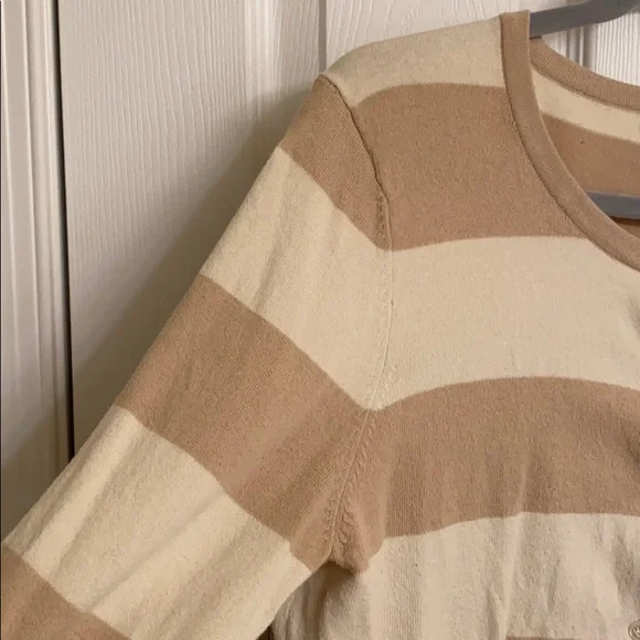 The Limited Tan and Cream Striped Cotton-Blend Cardigan Sweater Size Large - Picture 3 of 10